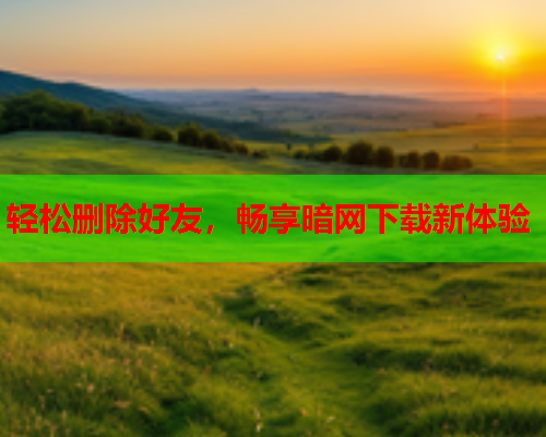 轻松删除好友，畅享暗网下载新体验